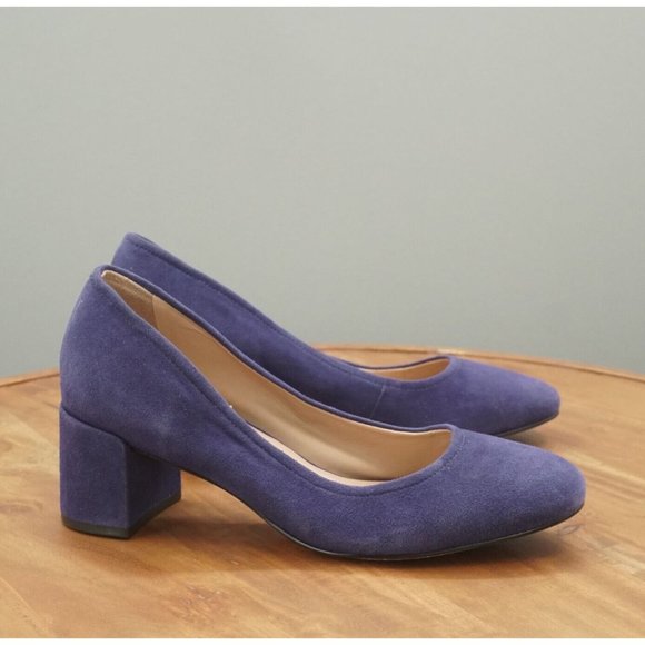 27 Edit Naturalizer Womens Rebecca Pumps Heels Blue Suede Close Toe Size 8 M - Picture 1 of 11